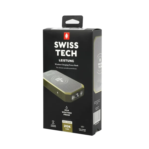 Swiss Tech 20000 mAh Wireless Power Bank with Flashlight and Charging Pad, IP54 Weatherproof - Image 4